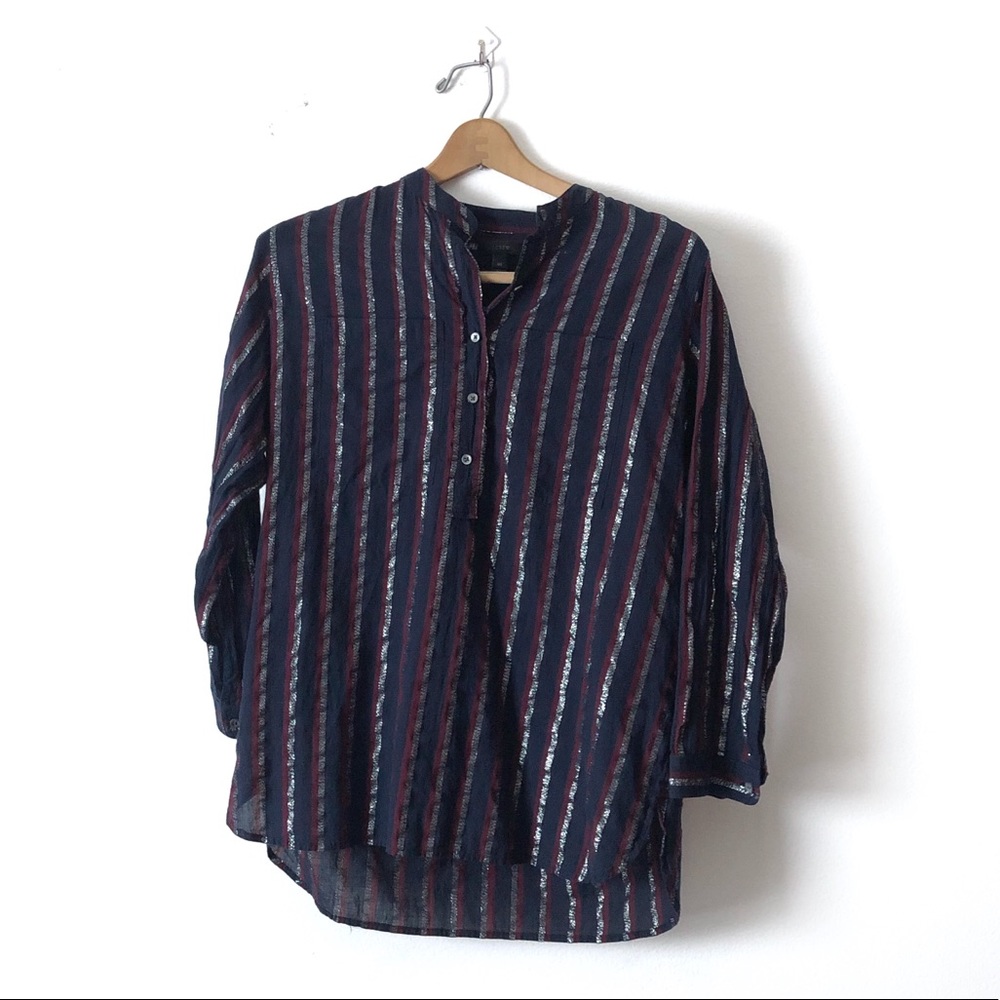 Jcrew striped button up career blouse shirt sz 00